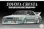 Box art for a Fujimi 1/24 scale Toyota Cresta GX61 plastic model kit featuring a modified white sedan with wide fenders and a rear spoiler.