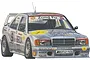 A silver Mercedes-Benz 190E 2.5-16 Evolution II race car with Berlin 2000 livery and various sponsor decals.