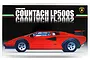 Product box for a Fujimi 1/24 scale Lamborghini Countach LP500S plastic model kit, featuring an illustration of a red Countach on a black background.