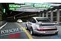 Digital illustration of a silver Porsche 911 Carrera RSR driving through a tunnel, used as box art for a Fujimi model kit.
