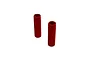 Two red anodized aluminium shock absorber bodies for ARRMA RC vehicles, shown against a plain white background.
