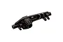A black plastic Axial AR45 front axle housing for an RC crawler, shown from a high-angle perspective against a white background.