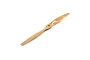 A wooden RC airplane propeller with 13x6 printed on the hub, isolated on a white background.