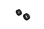 Two black ARRMA input shaft cup sleeves shown from an isometric angle against a white background.