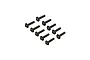 Ten black flanged button head screws arranged in two rows on a white background.