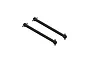 Two black ARRMA 50mm RC driveshafts with metal pins at each end, isolated on a white background.