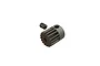 A grey steel 16-tooth pinion gear with a small grub screw, shown against a white background.
