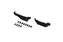 ARRMA 1/18 scale front and rear bumpers in black plastic with a set of mounting screws, isolated on a white background.