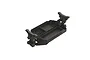 A black composite plastic chassis for an ARRMA 1/18 scale RC vehicle, shown from a high-angle perspective against a white background.