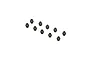 A set of ten small, dark grey metal pivot balls arranged in a staggered pattern against a white background.