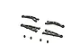 ARRMA 1/18 scale front suspension arm set including four black plastic suspension arms and four small pivot ball connectors.