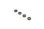 Four ARRMA 7x11x3mm rubber shielded ball bearings arranged in a diagonal line against a white background.