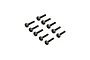 Ten black metal hex head screws arranged in two parallel rows against a white background.