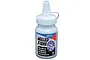 A 50g bottle of Deluxe Materials Milled Fibre, a white plastic squeeze bottle with a label showing product name and usage for strengthening resins and cyano.