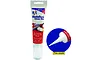 A tube of Deluxe Materials R/C Modellers Canopy Glue with a close-up inset showing the fine nozzle applicator.