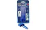 Deluxe Materials Plastic Magic Glue Brush pack containing three blue fine-point solvent glue applicator brushes in retail packaging.