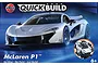 Airfix Quickbuild McLaren P1 model kit packaging showing a silver sports car against a blue background.