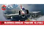 Airfix 1/72 scale McDonnell Douglas Phantom FG.1/FGR.2 model kit box art featuring a fighter jet flying over clouds.