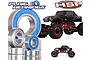 A promotional image for a Plaig RC bearing kit for the HSP Pangolin, featuring several metal ball bearings with blue seals and an HSP Pangolin RC crawler.