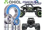 A Plaig RC bearing kit for the Axial UTB18 Capra, featuring various metal ball bearings with blue seals alongside images of the Axial Capra RC crawler.