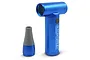 A blue G.T. Power handheld jet fan with a detachable grey nozzle, shown against a white background.