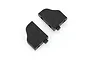 Two black plastic steering servo mounts for an RC car, shown from a top-down angle on a white background.