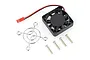 HSP 40x40mm cooling fan with a chrome wire fan guard and four mounting screws on a white background.