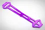 A purple anodized aluminium upper chassis plate for an RC car, featuring a long, skeletonized design with multiple mounting holes.