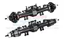Two black GPM Racing aluminium RC axle housings for front and rear, featuring silver wheel hex adapters and GPM branding.
