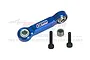 A blue anodized aluminium GPM Racing drag link with two black screws and a metal nut on a white background.