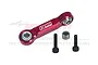 A red anodized aluminium drag link by GPM Racing with two mounting screws and a lock nut, set against a white background.