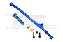 GPM Racing blue aluminium steering tie rod and drag link set for RC cars, including mounting hardware and bushings.
