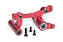 Red anodised aluminium front steering assembly for RC cars by GPM Racing, including metal screws and bearings.