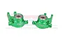 A pair of green anodized aluminium steering hubs for RC cars by GPM Racing, featuring pre-installed bearings and marked with L and R.