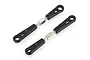 Two HSP RC car turnbuckles with black plastic rod ends and silver metal threaded shafts on a white background.