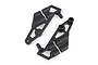 Two black plastic HSP wing and body mount spare parts for RC cars, shown from a top-down perspective against a white background.