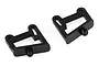 Two black plastic adjustable wing mounts for HSP RC cars, shown from an angled perspective on a white background.