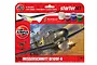 Airfix 1/72 scale Messerschmitt Bf109F-4 plastic model starter kit packaging featuring artwork of the aircraft in flight.