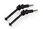 Two black plastic and metal CVD driveshafts for Maverick RC vehicles, shown against a white background.