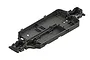 A grey composite RC car chassis for an ARRMA 1/10 scale vehicle, showing the top view with structural honeycomb reinforcement.
