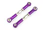 Two purple anodized aluminium RC turnbuckles with silver metal ball ends, isolated on a white background.