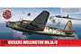 Airfix 1/72 scale Vickers Wellington MK.IA/C model kit packaging featuring an illustration of the bomber in flight over the ocean.