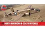Airfix 1/72 scale North American B-25C/D Mitchell model kit box art featuring two bombers flying over a desert landscape.