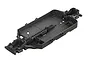 A grey composite main chassis for an ARRMA RC vehicle, showing internal structural bracing and mounting points.