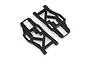 Two black plastic front lower suspension arms for an HSP RC car, shown from a top-down perspective on a white background.