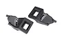 Two black plastic Traxxas rear clipless body mounts for RC vehicles shown against a white background.