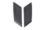 Two black plastic Traxxas front body reinforcement pieces shown side-by-side against a white background.