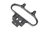A black plastic Traxxas front bumper mount for RC vehicles, shown from an overhead angle against a white background.