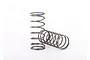 Two silver metal coil shock springs for RC cars, one standing upright and one lying horizontally, featuring a blue identification stripe.
