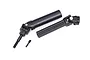 Traxxas RC drive shaft assembly with universal joint and screw pin on a white background.